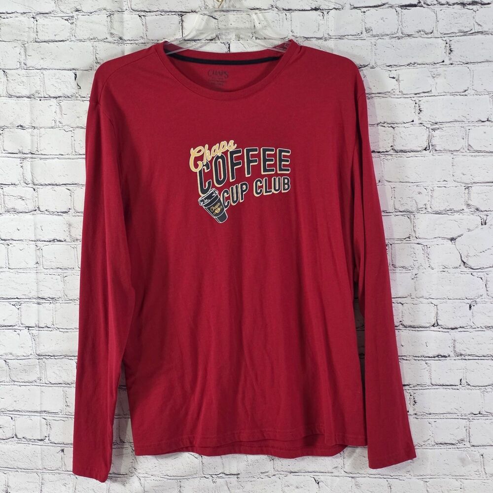 Chaps Men's XL Red " Coffee Cup Club " Sleepwear Top